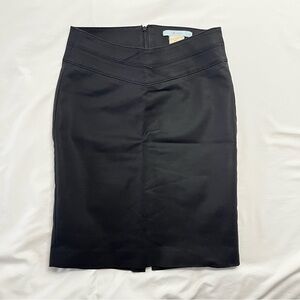 Marciano Black Pencil Skirt Coated V-Waist Structured Knee Length 4